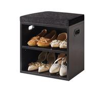 Scarpiera con cuscino, scarpiera a 2 ripiani per ingresso, soggiorno, corridoio, armadio, camera da letto, 15,4 x 11 x 16,54 cm, grigio argento