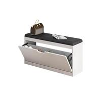 Scarpiera con sedile, scarpiera stretta in legno, salvaspazio, facile da montare, può contenere da 2 a 15 paia di scarpe versatile, profondità 17-30 cm, colore: crema