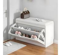 Scarpiera con sedile, scarpiera stretta in legno, salvaspazio, profondità 17-30 cm, versatile scarpiera per corridoio, può contenere 2-15 paia di scarpe, facile da montare