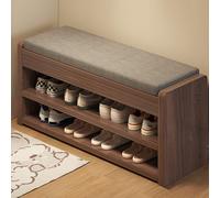 Scarpiera con seduta imbottita, organizer a 2 ripiani imbottito in tessuto, per ingresso, porta, camera da letto, casa, legno