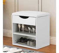 Scarpiera con seduta, scarpiera a 2 ripiani, panca bianca portascarpe con seduta, 2 scomparti, spazio nascosto, scarpiera con seduta for corridoio, bagno, soggiorno, 15,94 x 11,89 x 16,5 pollici