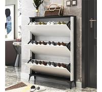 Scarpiera con spazio nascosto, organizer per scarpe con apertura touch, design a doppio strato, mobili da ingresso di alta qualità, finitura grigia decorativa