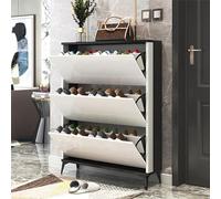 Scarpiera con spazio nascosto, organizer per scarpe con apertura touch, design a doppio strato, mobili da ingresso di alta qualità, finitura grigia decorativa