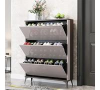 Scarpiera con spazio nascosto, organizer per scarpe con apertura touch, design a doppio strato, mobili da ingresso di alta qualità, finitura grigia decorativa