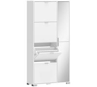 Scarpiera Con Specchio, 4 Cassetti Ribalta, Scarpiera Ingresso, Bianco