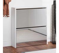 Scarpiera con Specchio a 2 Livelli Bianco lucido 63x17x67 cm