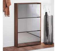 vidaXL Scarpiera con Specchio a 3 Livelli Rovere Marrone 63x17x102,5cm