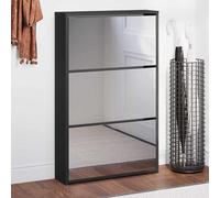 VIDAXL - Scarpiera Con Specchio A 3 Livelli Nera 63x17x102,5 Cm