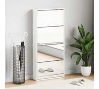 Scarpiera con Specchio a 4 Livelli Bianco lucido 63x17x134 cm