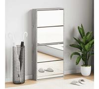 Scarpiera con Specchio a 4 Livelli Grigio Sonoma 63x17x134 cm