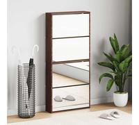 Scarpiera con Specchio a 4 Livelli Rovere Marrone 63x17x134 cm
