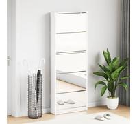 vidaXL Scarpiera con Specchio a 5 Livelli Bianco Lucido 63x17x169,5 cm
