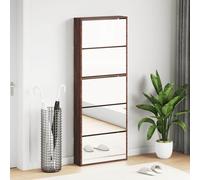 vidaXL Scarpiera con specchio 5 livelli Rovere Marrone 63x17x169,5 cm