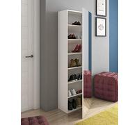 Scarpiera con Specchio Salvaspazio 7 Ripiani Per 14 Paia Di Scarpe Anta Reversibile Design Moderno Ingresso Camera Cameretta Minimal 160 x 52 x 23 Cm Bianco Lucido