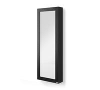 Scarpiera con specchio sospesa Rachele 170x60 cm, Nero Frassino
