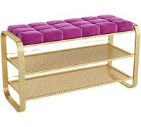 Scarpiera con struttura in metallo e cuscini, con doppio spazio per ingresso, per soggiorno e corridoio, elegante soluzione per la decorazione della casa