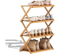 Scarpiera da 2 a 5 livelli, multipiano, pieghevole, organizer for scarpe in bambù, contenitore multifunzionale, indipendente(4 Tier (20 feet wide))