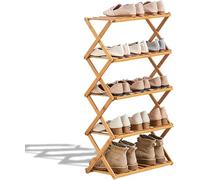 Scarpiera da 2 a 5 livelli, multipiano, pieghevole, organizer for scarpe in bambù, contenitore multifunzionale, indipendente(5 Tier (20 feet wide))
