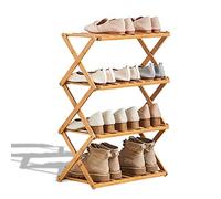 Scarpiera da 2 a 5 livelli, pieghevole a più livelli, in bambù, scaffale multifunzionale per scarpe autoportante. (4 ripiani (6,1 m di larghezza)