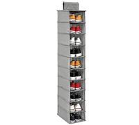 Scarpiera da appendere con 10 ripiani, organizer per scarpe da appendere, per armadi, in tessuto non tessuto, resistente, pieghevole, salvaspazio, per camera da letto, armadio, vestiti, cappelli (1