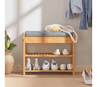 Scarpiera da ingresso, Cassapanca,Portascarpe con cuscino e cassetto,FSR49-N SoBuy FSR49-N Panca portaoggetti Scarpiera con cassetto laterale Panca portascarpe in bambù Scarpiera con 2 ripiani portaog