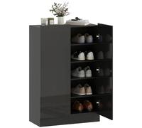 Scarpiera da ingresso con 2 ante con chiusura ammortizzata e ripiani regolabili per 20 paia di scarpe Nero lucido