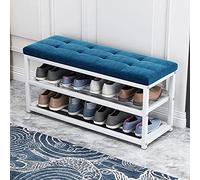 Scarpiera da ingresso con cuscino in velluto con ripiano in metallo, elegante sgabello per riporre le scarpe, 90 x 45 x 30 cm, perfetto per arredare l'ingresso