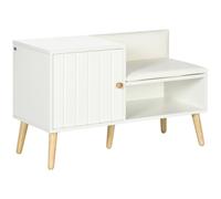 Scarpiera da Ingresso con Seduta Imbottita e Armadietto 80x33x49 cm Bianco