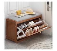 Scarpiera da ingresso in bambù con cassetti in rattan, armadio sottile per risparmiare spazio scarpiera chiusa (marrone, 50 x 25 x 45 cm) - elegante e funzionale