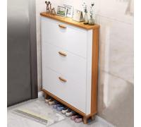 Scarpiera da ingresso ultra sottile, scarpiera ad alta capacità con 3 ripiani regolabili, spazio di archiviazione sottile per corridoio, balcone, soggiorno