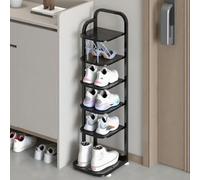 Scarpiera da ingresso, verticale, a 8 strati, sottile, in metallo, per corridoio, multiuso, colore nero (123 cm)