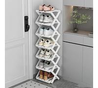 Scarpiera da Terra in bambù per Ingresso - Portaoggetti Pieghevole per Scarpe - Scarpiera Stretta per Piccoli Spazi, Ingresso, Corridoio, Armadio,White-7-tier