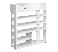 Scarpiera di design, 75 x 92,5 x 24 cm, colore bianco, scaffale alto con 7 scomparti, scaffale con cassetto