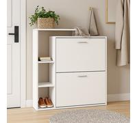 Scarpiera Doppia Profondità con Libreria 4 Ripiani Salvaspazio 80x24x90cm Bianco