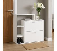 Scarpiera Doppia Profondità con Libreria 4Ripiani Salvaspazio 102x25x98cm Bianco