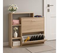 Scarpiera Doppia Profondità con Libreria 4Ripiani Salvaspazio 102x25x98cm Querci