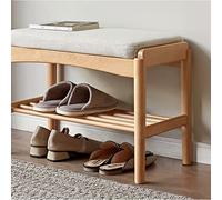Scarpiera elegante a 2 ripiani in legno con contenitore imbottito per corridoio, bagno e soggiorno, soluzione elegante e funzionale