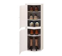 Scarpiera girevole a 360° a 6 ripiani ottagonali in acciaio, angolo moderno, colore bianco, per ingresso, altezza 86 cm, design salvaspazio