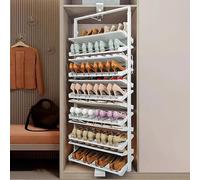 Scarpiera girevole a 360°, altezza regolabile, 11 ripiani, estraibile, per riporre oggetti in ingresso, design salvaspazio (bianco, 65 cm)
