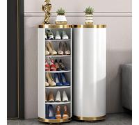 Scarpiera girevole a 360° - Armadio da ingresso in metallo autoportante, organizer verticale a torre per piccoli spazi, elegante soluzione rotonda per riporre scarpe e accessori