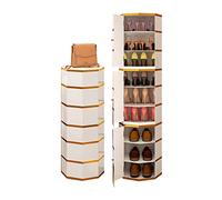 Scarpiera girevole a 360° in oro, alta e rotonda, ottagonale, per armadio e ingresso, salvaspazio, moderna (43 cm)