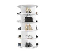 Scarpiera girevole a 360°, scaffale angolare, 7 strati con grande capacità, bianco, libreria con 4 scomparti, contiene 28 paia di scarpe, scarpe, borse, libri e utensili da cucina (5 piani)