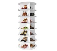 Scarpiera girevole a 360°, scaffale angolare, 7 strati con grande capacità, bianco, libreria con 4 scomparti, contiene 28 paia di scarpe, scarpe, borse, libri e utensili da cucina (bianco)