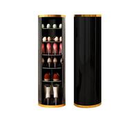 Scarpiera Girevole a Colonna 360 a 7 Livelli, Ripiani Rimovibili, Torre Portascarpe Rotonda Indipendente per Piccoli Spazi, Ingresso, Soggiorno, Corridoio(Black+gold)