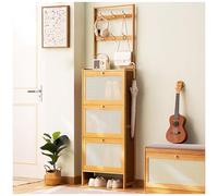 Scarpiera grande con 3 cassetti pieghevoli, organizer per scarpe autonomo con ganci a doppia fila per ingresso, maniglie dorate, scarpiera stretta, B, 186 x 70 cm (A