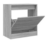 Scarpiera grigio Sonoma, 60 x 34 x 63,5 cm, in legno con 1 sportello e 2 | Scarpiera con sportello e 2 scomparti, ripiano stabile per decorazione, compatta per corridoi stretti