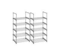 Scarpiera - HELLOSHOP26 - Set di 2 - 5 livelli - Metallo impilabile - Grigio