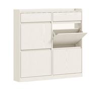SCARPIERA HOMCOM IT837-579V00WT - Armadio in truciolare bianco con 4 porte e 4 ripiani
