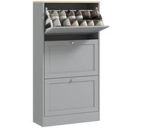 Scarpiera HOMCOM per 18 paia di scarpe, mobile scarpiera moderno e stretto con 3 ripiani regolabili, cassetti estraibili