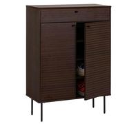 Scarpiera HWC-N78, Mobile portascarpe, Stile scandinavo Metallo Legno melamina MVG 115x80x35cm - Marrone Scuro